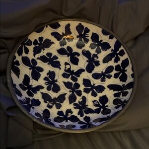 Neiman Marcus Hand Decorated Vintage Blue And White Plate Made In Hong Kong